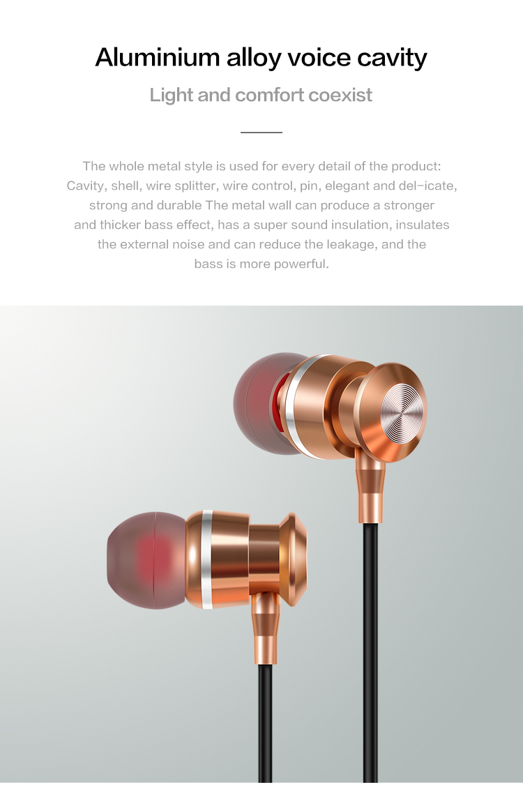 IPX4 Metal Wired Earphones With Microphone Noise Isolating 3.5mm Jack Ear Buds