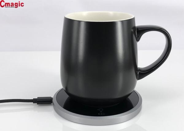 Desktop smart cup with wireless pad self-heating cup keep drinks hot at 55℃ Black color