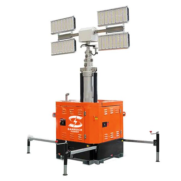 Torre de iluminación diésel móvil de exterior Alturas 9m 6kw 9kw Generador de torre de luz LED
