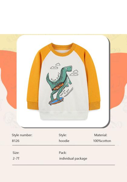 Custom thick children's 100% cotton pullover cartoon shirt toddler long-sleeved sweatshirt toddler boy clothing