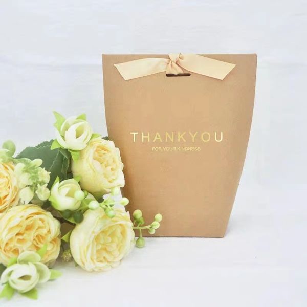 Custom Printed Thank You Paper Bags White For Birthday Boutique