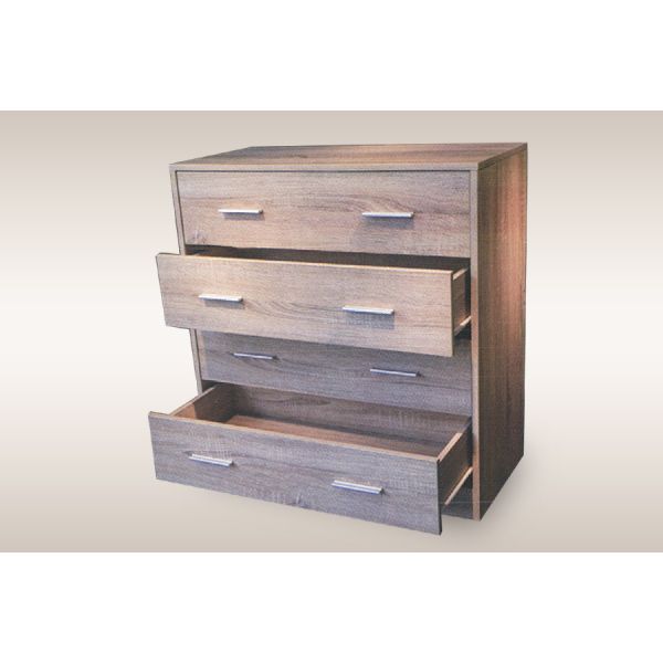 Antique Oak Timber Bedside Table Nightstand With 4 Drawers