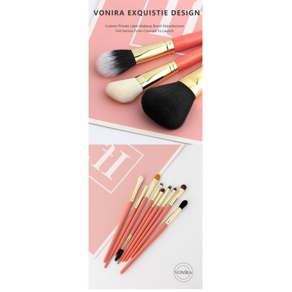 Vonira Handmade Synthetic Makeup Brushes Set Professional 15 Pieces