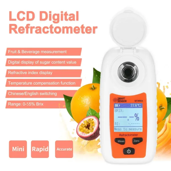 St355A Digital Portable Refractometer Atc Sugar Percent Tester