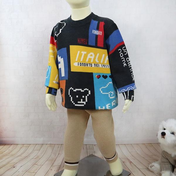 Cute Printing Kids Sweater Baby Boys Knit Casual All-match Boutique Sweater Coat Fashion Top Wholesale Kids Clothing