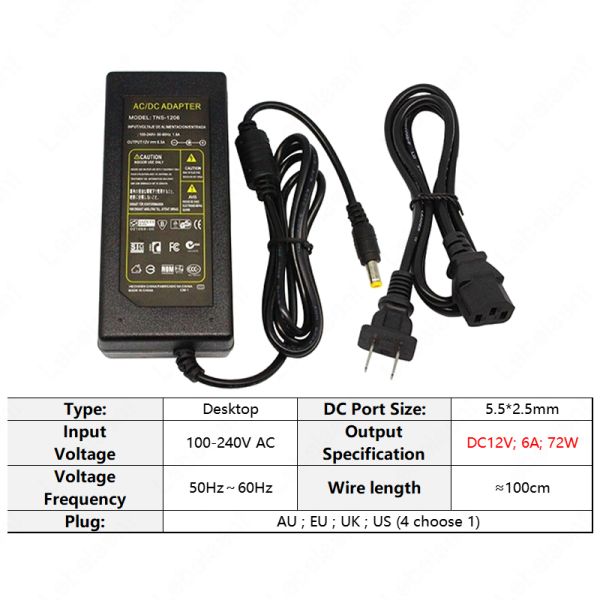 100-240V AC to DC 12V Wall Plug Desktop Type 5.5*2.5m Power Supply 1A 2A 3A 5A 6A 7A 10A