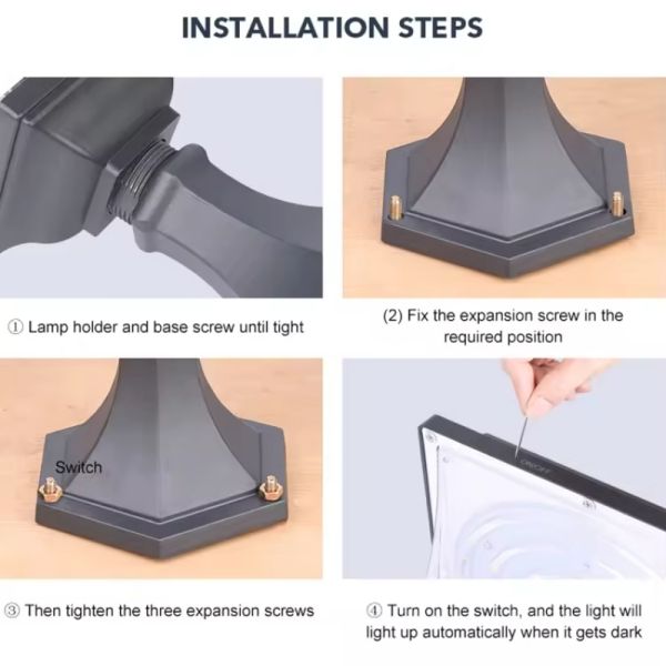 LED Solar Pillar Light With Smart Light Sensor Weather-Resistant Design for Villa Courtyard Driveway Pillars