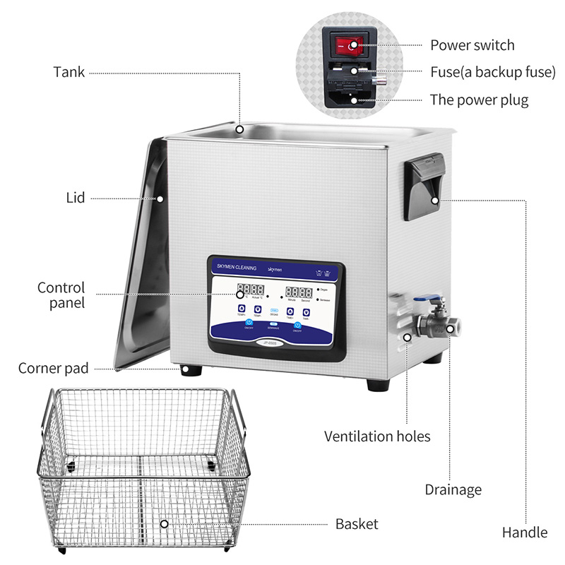 JP-050S 14.5L High Power Ultrasonic Cleaner 40KHz 200W SGS For Lights