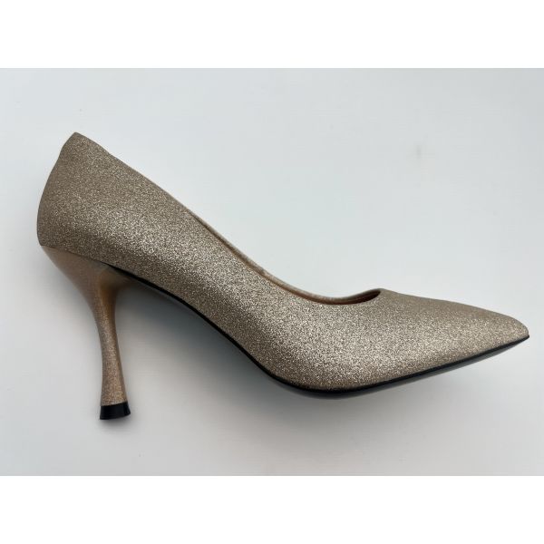 lt Gold Glitter Womens Shoes 3 Inch Stiletto Closed Toe High Heel