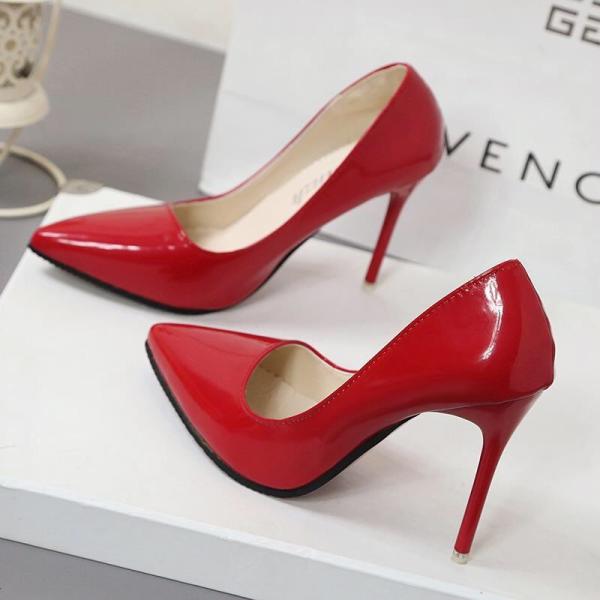 Janbal 105mm Patent Leather Women'S Shoes Pointed Toe Nude Shoes
