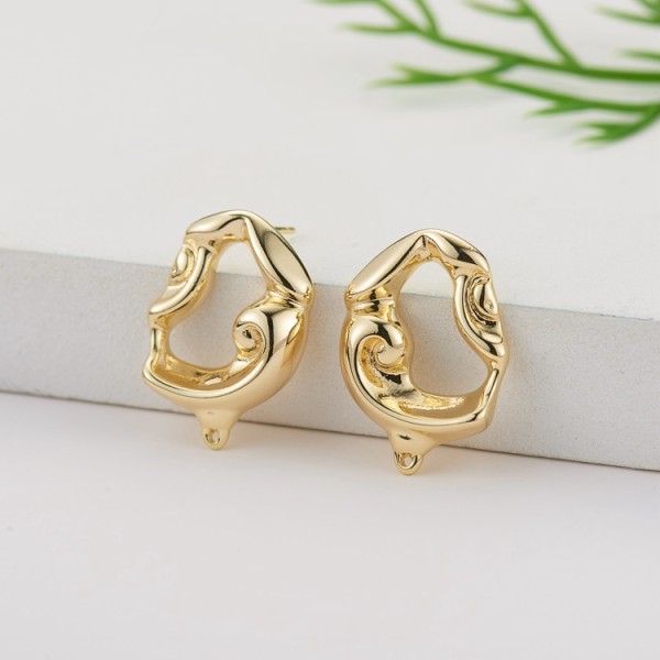 Factory Wholesale 14K Gold Plated Irregular Shape Stud Earring