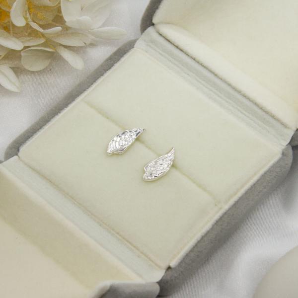 Alloy Silver Ear Stud Angel Wing Geometry Clear Crystals 9 Pairs Per Set