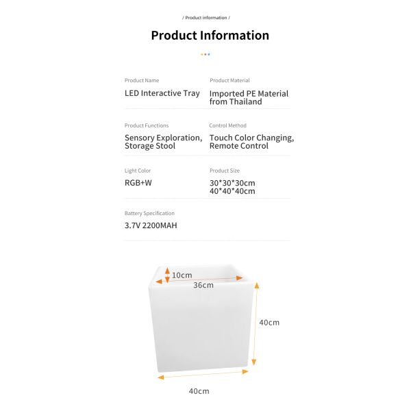 LED Square Sensory Activity Tray for Creative Play