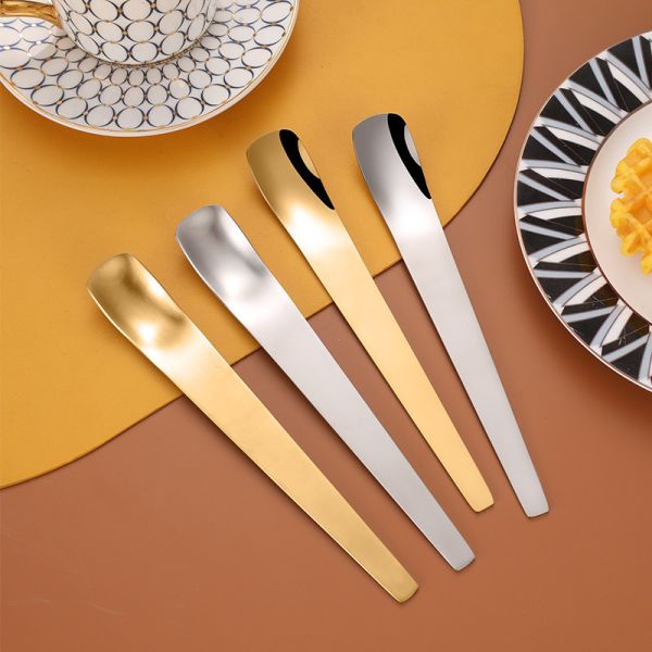 Customized Metal 304 Stainless Steel Ice Cream Scoop Slender Spoon for Dessert Square