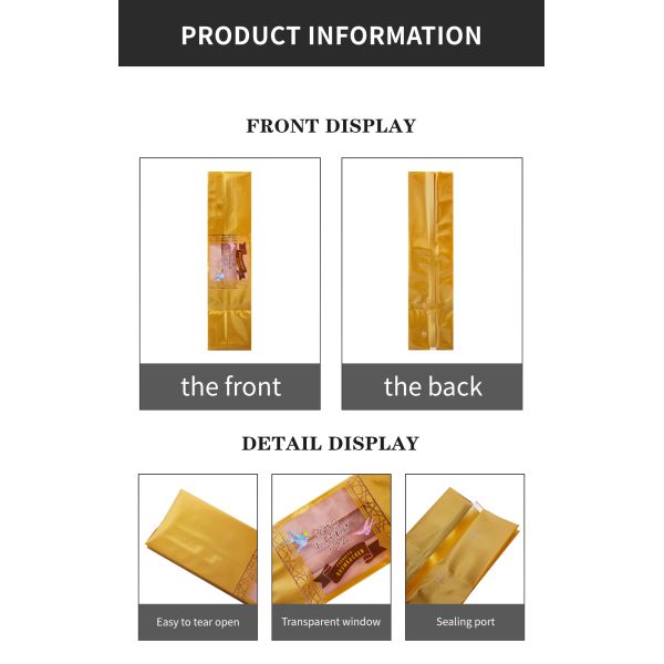 Stand Up Sealed Pouch Moisture Proof Zipper Packaging Bag For Dry Food Tea Coffee