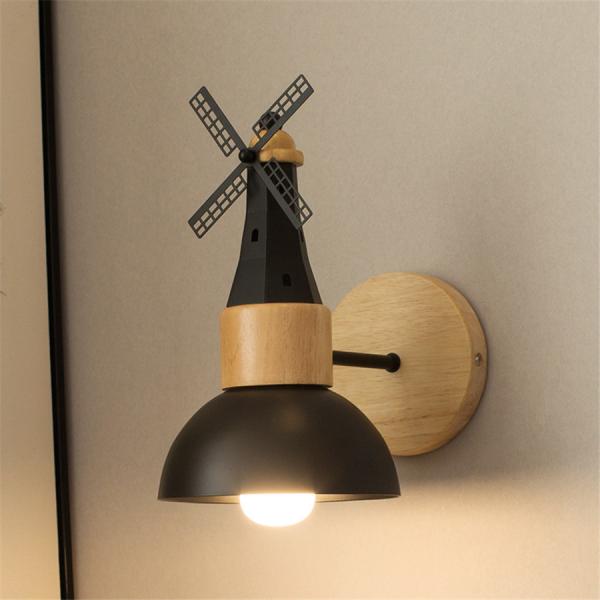 Nordic Minimalist Wooden LED Wall Lamps Windmill Bedside Wood Wall Light(WH-OR-63)