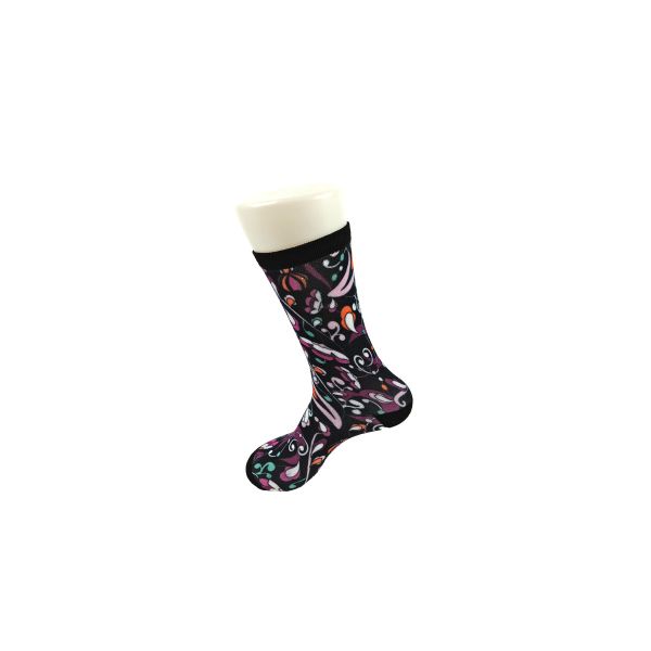 Slip Resistant Black 3D Printed Socks With Long White Gloss Elasticity Comfortable
