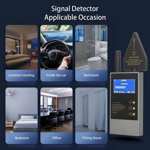Audio GPS Wireless Camera RF Detector Finder With LCD Display Bug Scanner
