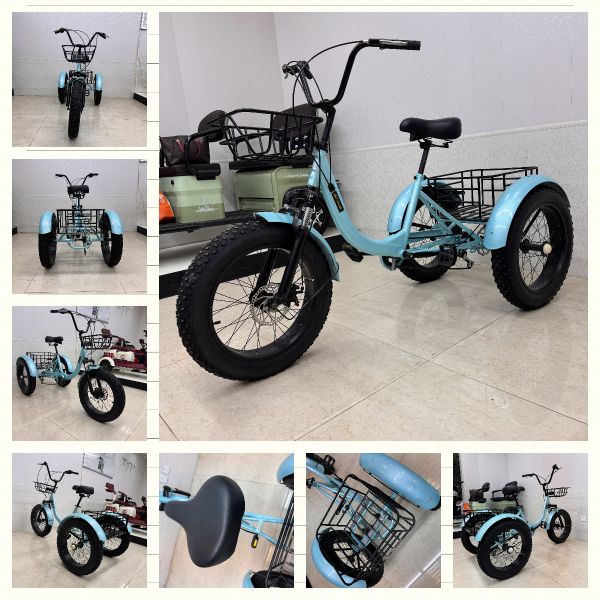 Triciclo humano multifuncional para adultos con llantas anchas y estables para desplazamientos