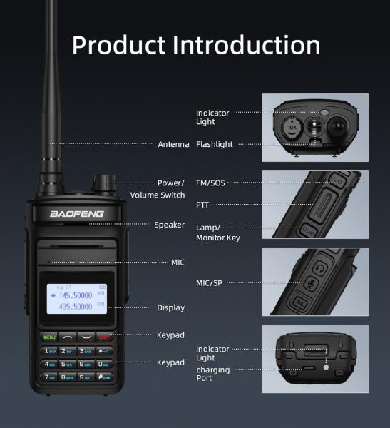 Baofeng P15UV radio UHF VHF à double sens avec fonction de brouillage