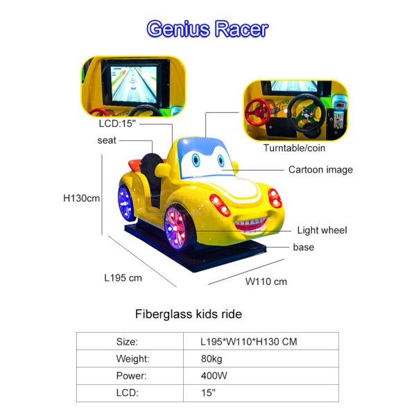 Genius Racer Kids Ride Toys For Amusement Park Swing Car Game Machine