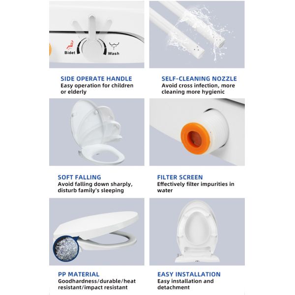 Деятельность мягкого близкого умного цвета крышки сидения унитаза белого легкая