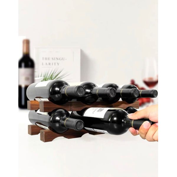 Tabletop Wine Bottle Rack Wooden Wine Display Shelf for Space-Saving Organization