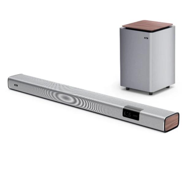 Powerful 2.1ch Home Audio Soundbar With Wireless Strong Subwoofer 100W RMS BT 5.0 HDMI ARC For Theater