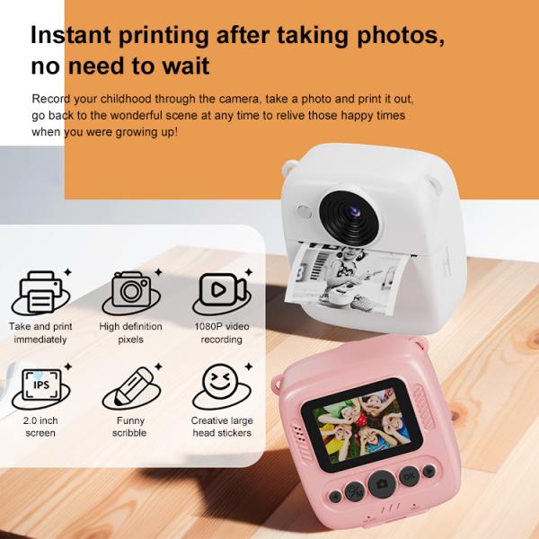 Portable 2.0IPS Screen Mini Camera for Kids White CE ROHS FCC Certified