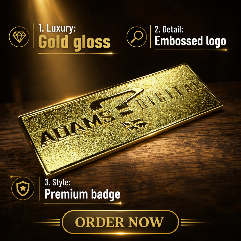 Customized metal zinc alloy gold three-dimensional text design