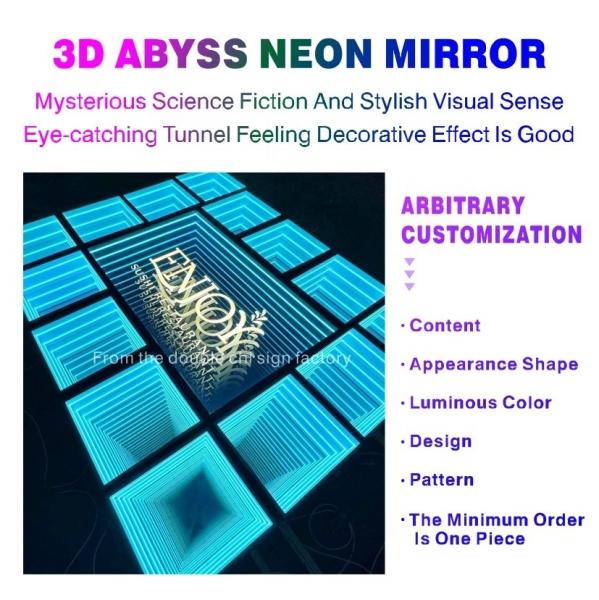 Durable Metal Frame Custom Infinity 3D Mirror Neon Dance Floor for DJ Disco Party