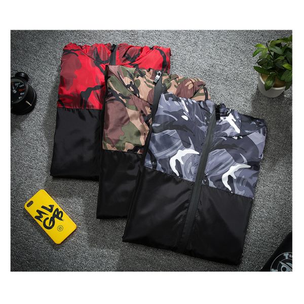 Loose Fit Men's Slim Coat with Camouflage Pattern and Raccoon Decoration