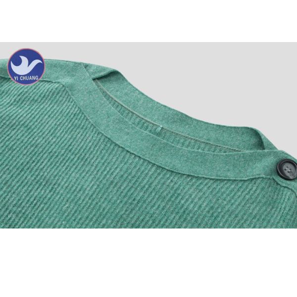 Buttons On Shoulder Womens Knit Pullover Sweater Boat Neck Pass Social Audit Sweater Factory
