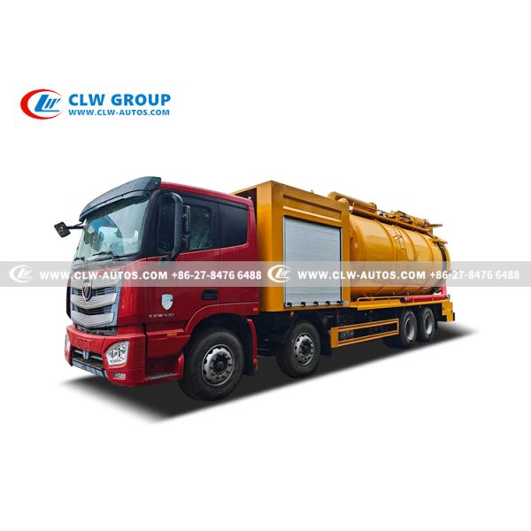 FOTON 8x4 Heavy-Duty Combination Sewer Cleaning & Vacuum Truck with High-Pressure Jetting and High-Efficiency Vacuum System