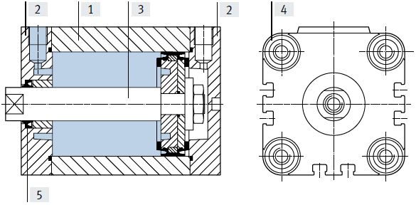 Festo ADVU-12-5-P-A ADVU-12-5-A-P-A,-10,15,-20,-25,-30,-40 Double-Acting Compact Cylinder