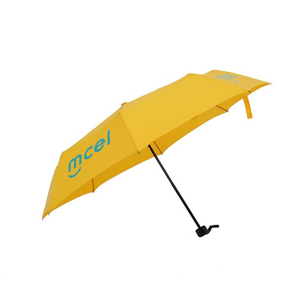 Promotional Yellow 3 Fold Manual Umbrella For Market Vendors And SMEs