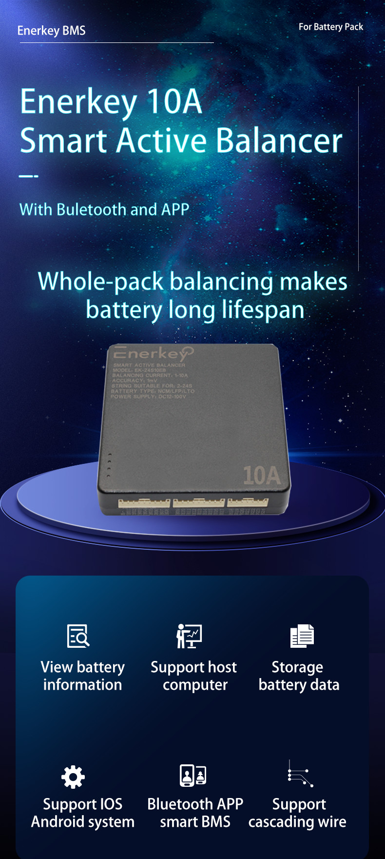 Bms Lifepo4 Литий-ионный аккумулятор активный балансировщик 10A 4S - 24S аккумулятор активный эквалайзер