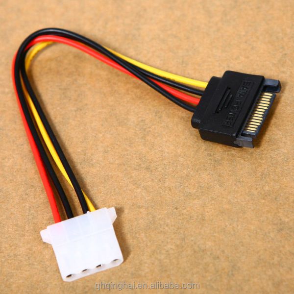 HOT ST 15-pin Male Power Cable to Molex IDE 4-pin Female Power Drive Adapter