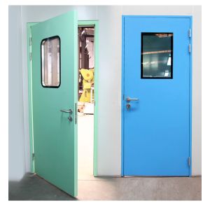 Heavy-Duty Double Swing Cleanroom Steel Door with High-Traffic Design and FDA/CE