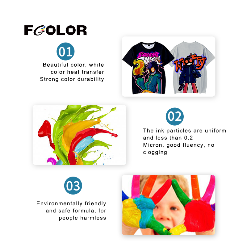 Fcolor 1000ml Best Quality Textile Pigment Ink DTF Transfer Film Ink for L1800 I3200 4720