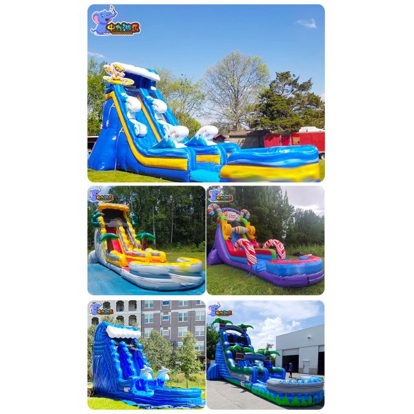Home Use Inflatable Water Slide Inflatable Blue Water Slide With Pool