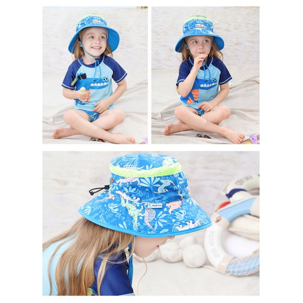 Neck Flap Upf50+ Hat Childrens Wide Brim Hats 43cm 100% Cotton
