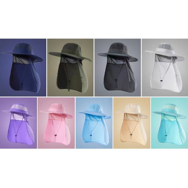 Fishing Hat for Men，Outdoor Sun Hat UPF50+ Mesh Wide Brim Fishing Hat with Neck Flap