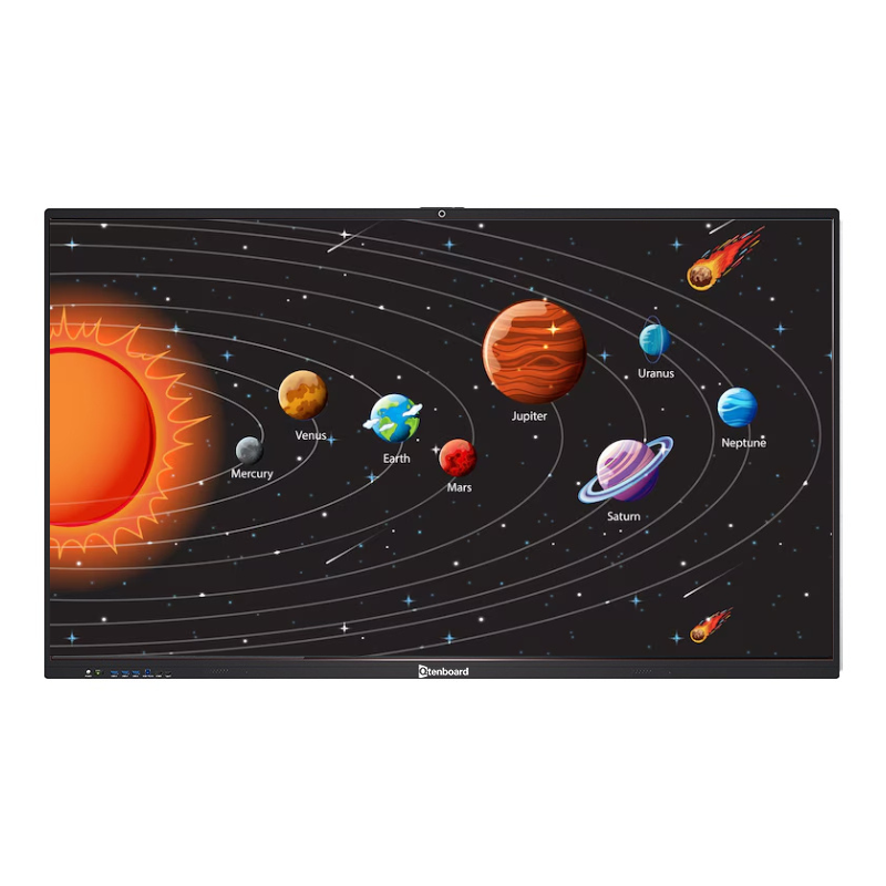 Qtenboard 75 Inch Interactive Whiteboard with 4K Resolution, 40-50 Touch Points, and Android 14.0 + Windows OS for Education and Meetings