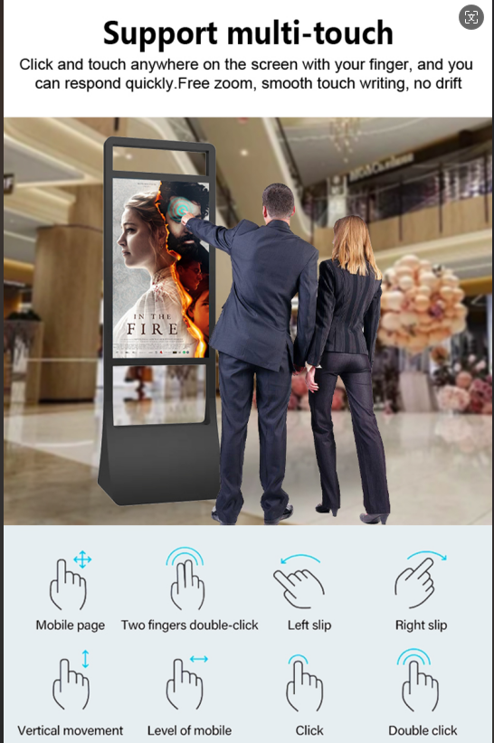43 49 55 inch High brightness window lcd display Double sided digital advertising screens 2500 nits +700 nits