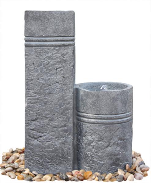 Two Closely Cast Stone Fountains Outdoor Marble Nature Color Garden Water Fountain