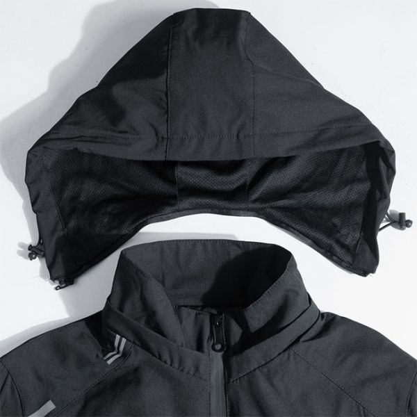 Windbreaker одежды Windproof крупноразмерных людей 100% хлопок черный с капюшоном