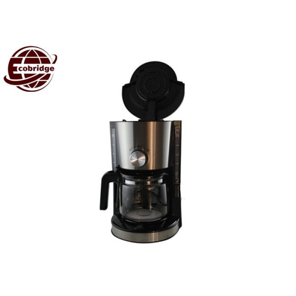 Silver Black Compact Drip Coffee Maker , 8-10 Cups Drip Filter Coffee Machine