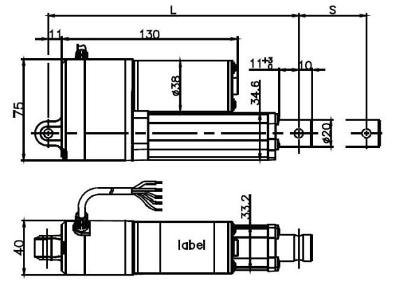 China electric actuator with pot 24vdc, 300mm stroke length 1000N force, waterproof linear drive 12v dc