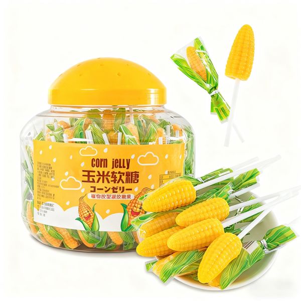 Wholesale Custom Sweet Soft Candy Corn Cob Lollipop Candy Stick Gummy Candy